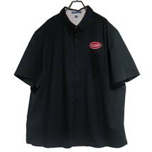 PORT AUTHORITY 半袖ワークシャツ size 3XL オーバーサイズ ブラック ゆうパケットポスト可 胸 ワッペン KUM&GO 古着 洗濯 プレス済 464_画像1