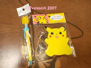 【売ってない！！】廃盤＊可愛い＊レトロ＊未使用品＊稀少＊ピカチュウ 型キーホルダーメモ帳＆マスコット付ペンシル＊レア＊文房具＊