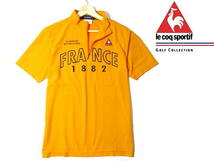 訳あり■ 即決　ルコック ゴルフ　モックネック　ハーフジップ　半袖シャツ　FRANCE　Mサイズ　le coq Sportif　黄色　イエロー　山吹色_画像1