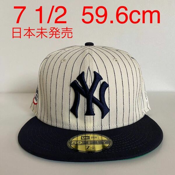 新品 New Era ツバ裏グリーン NY Yankees Retro Pinstripe Cap 7 1/2 59.6cm ニューエラ ヤンキース ピンストライプ キャップ ネイビー