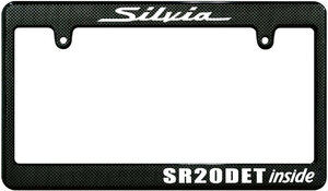 【新品・即決】カーボン調 ナンバーフレーム NISSAN 日産 ニッサン SR20DET Silvia シルビア SR20DE、ブラックフレームに変更可