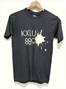 80’ｓ ビンテージ KXLU 88.9 ラジオ局 Tシャツ ロヨラメリーマウント大学放送 M 半袖 USA製 ブラック 黒 MO SPORT製 男女兼 アメリカ古着 