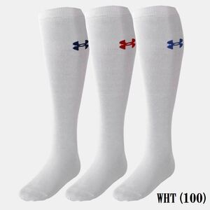 UNDER ARMOUR ベースボール ソックス 3足組靴下 高校野球 草野球 UNDER ARMOUR 　ホワイト　MD　アンダーアーマー