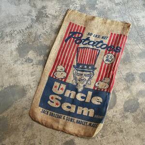 【Vintage】1960s 1970s Uncle Sam Potato Sack アンクルサム ポテトサック 麻袋 米兵 米軍 ヴィンテージ アンティーク