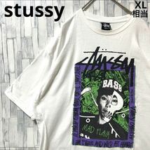 stussy ステューシー 難波章浩 コラボ 半袖 Tシャツ ビッグロゴ デカロゴ L ホワイト ハイスタ Hi-standard NANBA69 メキシコ製 送料無料_画像1