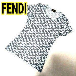  rare rare regular goods Fendi FENDI cut and sewn T-shirt short sleeves Logo white 42 total Logo Italy made MADE in Italy tops Icon Zucca 