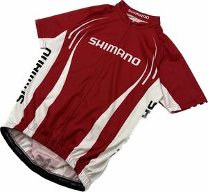 SHIMANO ☆ 春夏 サイクリスト必須◎ レッド ホワイト サイクリング シャツ 半袖 Tシャツ M ロードバイク トレーニング 人気 シマノ■CB223