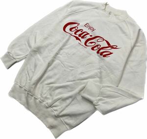 Coca Cola ☆ 人気 企業モノ ホワイト スウェット シャツ トレーナー ラグラン L アメカジ ストリート 古着 ビンテージ コカコーラ■DH47