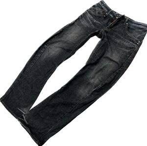 EDWIN * EG5005 популярный чёрный Denim брюки цельный разрезание джинсы черный M American Casual Street Biker взрослый стандартный б/у одежда Edwin #Ja6315