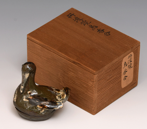 珍品 時代 丹波焼鳥香合 時代箱 茶道具 香道具 合子 香道具 六古窯 陶磁器 古陶磁器　　z1430o