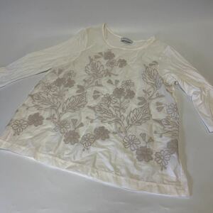183 センソユニコ　WHY MIX レディース　刺繍　カットソー　花柄刺繍　白　イタリア製　表記サイズ40