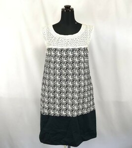 SPORTMAX CODE/スポーツマックスコード★ノースリーブワンピース【size -38/黒×白/black×white/刺繍】sleeveless dress◆BH45