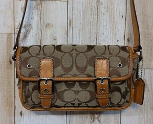  Coach shoulder bag G05U-6844 canvas × leather beige 