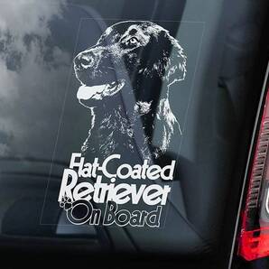 ◆送料無料【フラットコーテッド・レトリーバー】外張り カーステッカー 175×100mm 外貼り カー ステッカー シール DOG ON BOARD@D3 3289