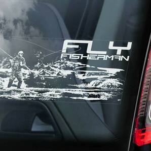 ◆フライフィッシャーマン フライフィッシング フライ 釣り 川釣り@外張り カーステッカー シール 220×100mm@カー ステッカー@B1 3367