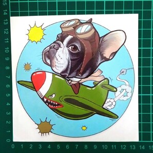 パグ　犬　ペミリタリー　戦闘機　パイロット　コミカル　ステッカー　転写シール