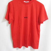 美品 MSGM エムエスジーエム MICRO LOGO T-SHIRT ロゴプリント クルーネック 半袖 Tシャツ カットソー XS レッド 071_画像3