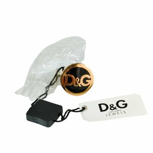 美品 D＆G ディー＆ジー ドルチェ&ガッバーナ シグネット シグネチャー リング 指輪 アクセサリー 14～15号 ブラック×ゴールド J0603