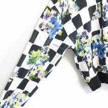 ほぼ美品 Off-White オフホワイト 花柄 チェック柄 Check Floral Hoodie プルオーバー フーディー オーバーサイズ パーカー M マルチカラー_画像4