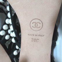 美品 CHANEL シャネル パールストラップ ココマーク ミュール サンダル サイズ38C 24cm相当 ブラック C0703_画像7