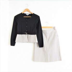  beautiful goods PAULE KA paul (pole) ka switch knitted cardigan × knees height skirt setup S×36 black × beige 