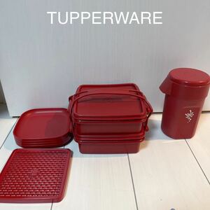 Tupperware 2段重とピッチャーセット　お皿付　昭和レトロ 弁当箱 保存容器 ランチボックス