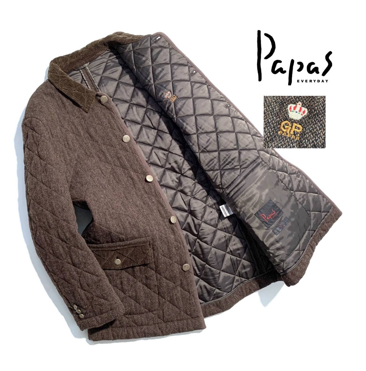 美品【定価8万】Papas パパス ウール キルティングジャケット 5