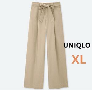 【2940】UNIQLO ベルテッド リネンコットン ワイド パンツ