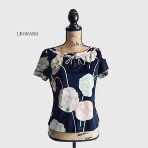 LEONARD レオナール 半袖カットソー ネイビー 花柄　半袖シャツ トップス 