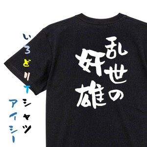 三国志系半袖Tシャツ【乱世の奸雄】おもしろTシャツ　黒色Tシャツ