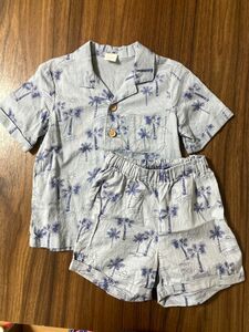 値下げ　セットアップ　ヤシの木柄　ブルー　90 H&M