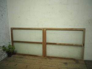 taL0649*(2)[H70,5cm×W88cm]×2 листов * Vintage * ретро тест ... старый дерево рамка-оправа стекло дверь * старый двери раздвижная дверь рама окно старый дом в японском стиле воспроизведение жилье K внизу 