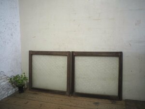 taL0824*(1)[H72cm×W78,5cm]×2 sheets * diamond glass. old tree frame sliding door * old fittings glass door sash window glass retro antique K under 