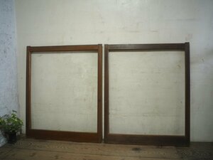 taK0887*(2)[H108cm×W90cm]×2 листов * Vintage * тест ... есть старый дерево рамка-оправа стекло дверь * старый двери раздвижная дверь окно стекло старый дом в японском стиле retro магазин инвентарь K внизу 