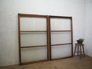 taM0108*(3)[H127,5cm×W78,5cm]×2 sheets * antique * diamond glass entering. old tree frame sliding door *. pavilion old fittings glass door sash window glass K under 