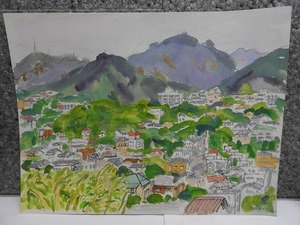 Art hand Auction S-86 ☆ Ryoko Takemura watercolor painting (sheet) Untitled landscape painting / Former Takarazuka Revue Kaga Aoi (^00TK29B, Painting, watercolor, Nature, Landscape painting