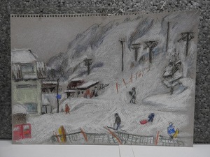 Art hand Auction S-79 ☆ Takemura Ryoko Pastel painting (sheet) Untitled landscape painting / Former Takarazuka Revue Kaga Aoi (^00TK29B8, Artwork, Painting, Pastel drawing, Crayon drawing