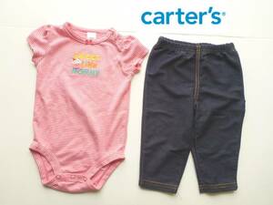 новый товар carter's Carter's * розовый короткий рукав капкейк вышивка Denim верх и низ в комплекте :9m... рост 70. масса 7.4-9.2.