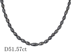 ブラックダイヤモンド/51.57ct ネックレス K18WG