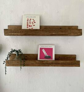 Art hand Auction Shipping included 60cm wide handmade wall shelf made of wood in medium brown, Scandinavian style, Handmade items, furniture, Chair, shelf, Bookshelf, Shelf