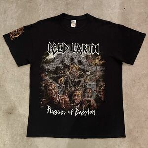 アイスドアース ICED EARTH プリント ビンテージ 90s 00s バンドTシャツ M メタル 黒 ブラック バンT コピーライト 半袖 コットン USA古着