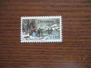 冬の休日ークーリエの名画　1種完　未使用　1973年　VF/NH　米国・アメリカ合衆国　クリスマス切手