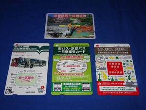 T455k автобус земля внизу металлический Kyoto один день пассажирский билет карта тип использованный 4 пункт 