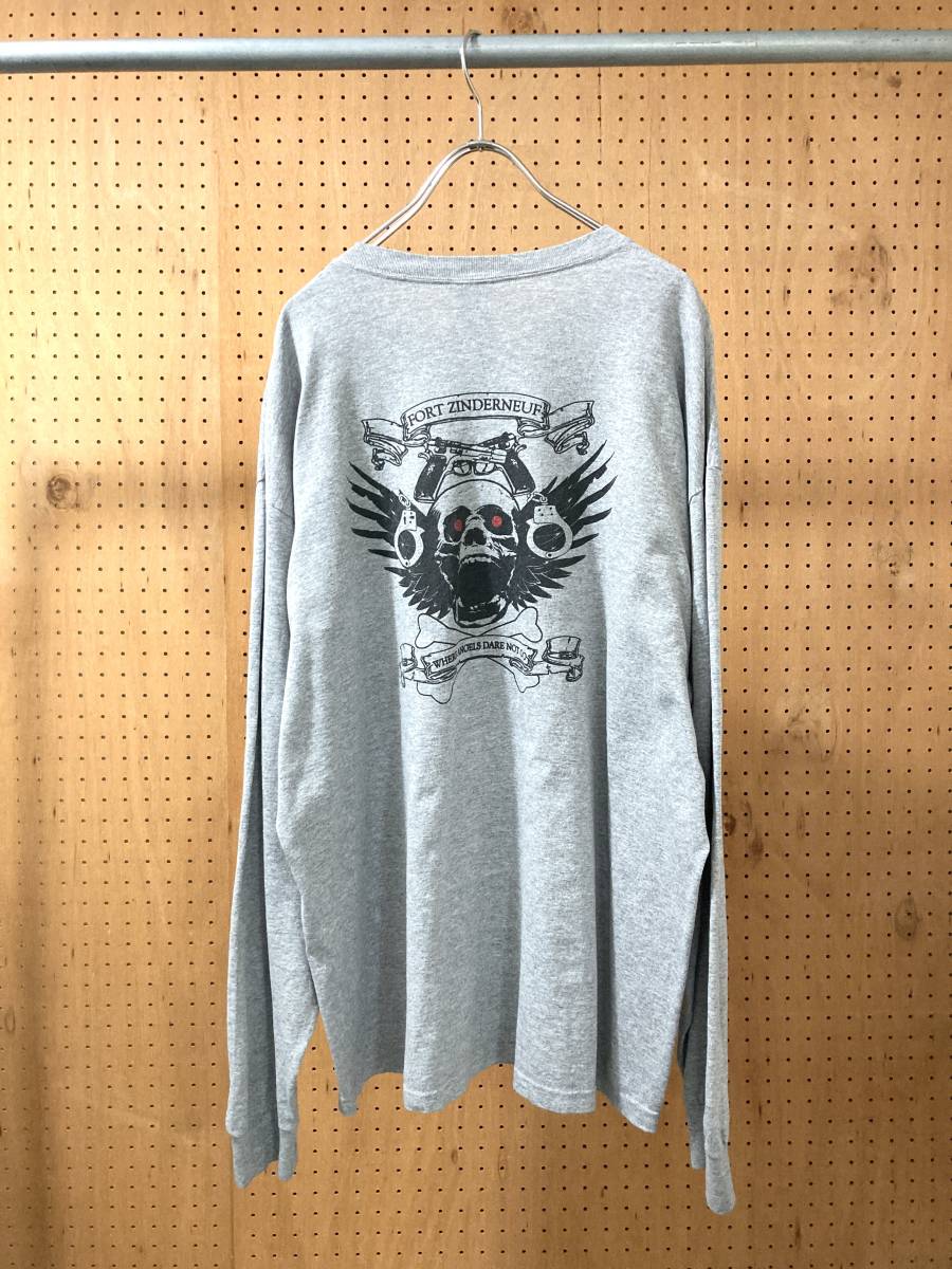 古着 フルーツオブザルーム プリント 長袖 Tシャツ グレー メンズ XXL