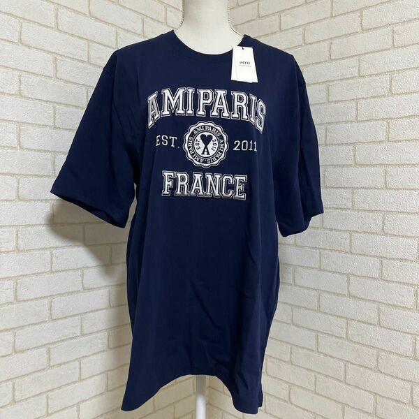 Ami PARIS アミ 新品 本物 刺繍 ロゴ Tシャツ XL