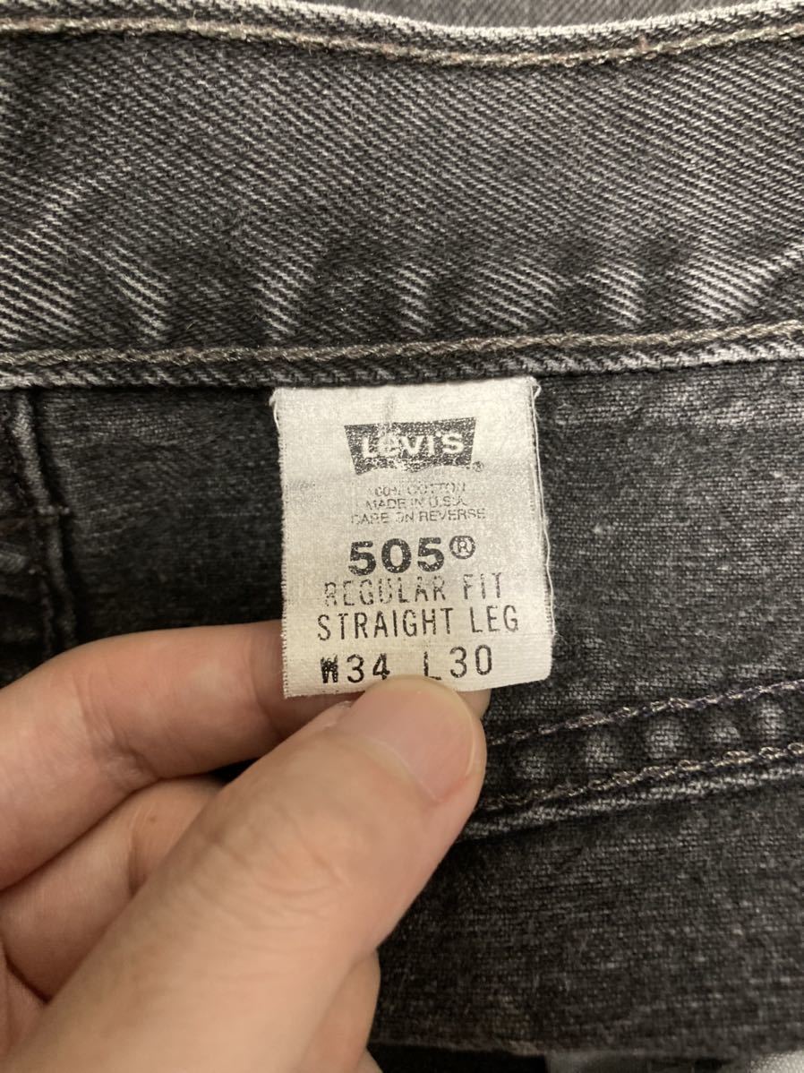 90s Levi''s リーバイス 505 ブラック デニムパンツ USA製 後染め