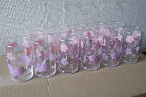  Sasaki glass glass floral print 11 piece Showa Retro 