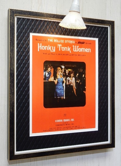 滚石乐队/Honky Tonk Women 原版乐谱 1969/Honky Tonk Women/滚石乐队裱框/摇滚展示, 音乐, 纪念品, 纪念品, 照片