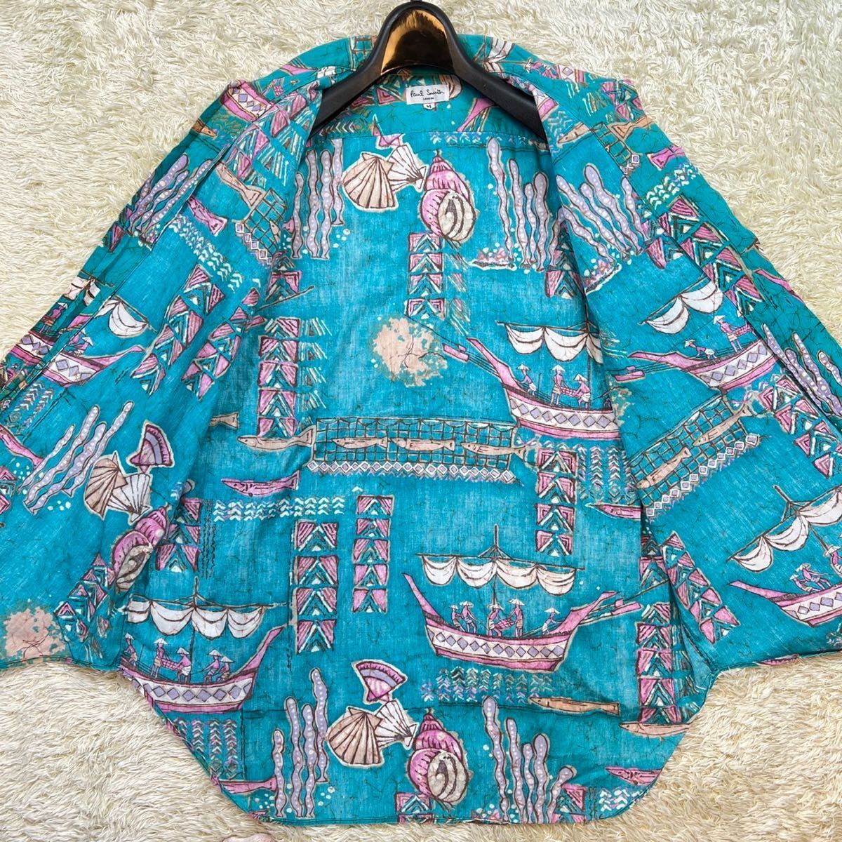 美品 ポールスミス【抜群の逸品】総柄 マリン柄 西洋 ヨット 海洋画