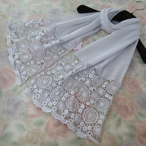 送料無料♪新品♪涼しげサークルモチーフのレースストール♪グレー